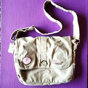 O'neill Canvas Messenger Bag with Floral lining & adjustable wide canvas strap